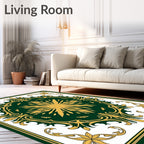 Emerald Gold Majestic Floral Border Rug