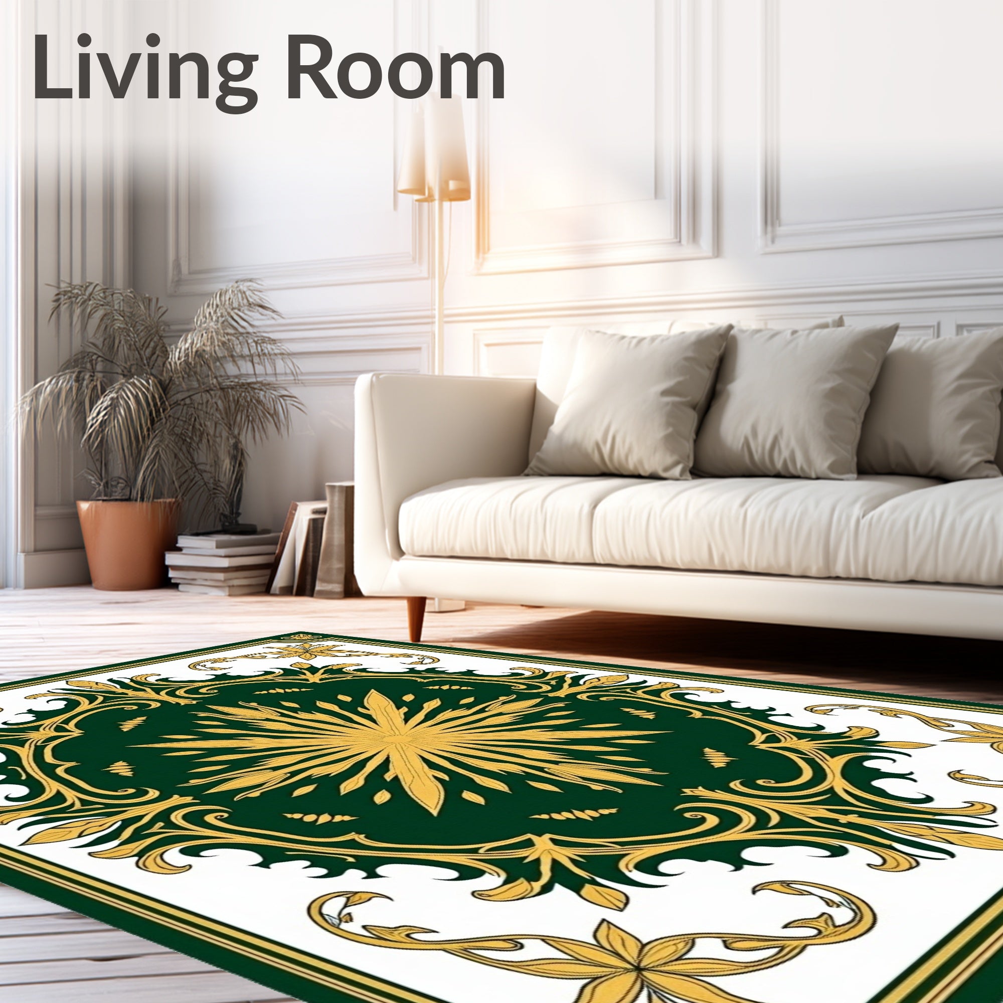 Emerald Gold Majestic Floral Border Rug
