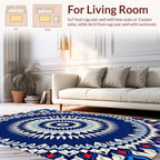Intricate Blue Floral Mandala Design Rug
