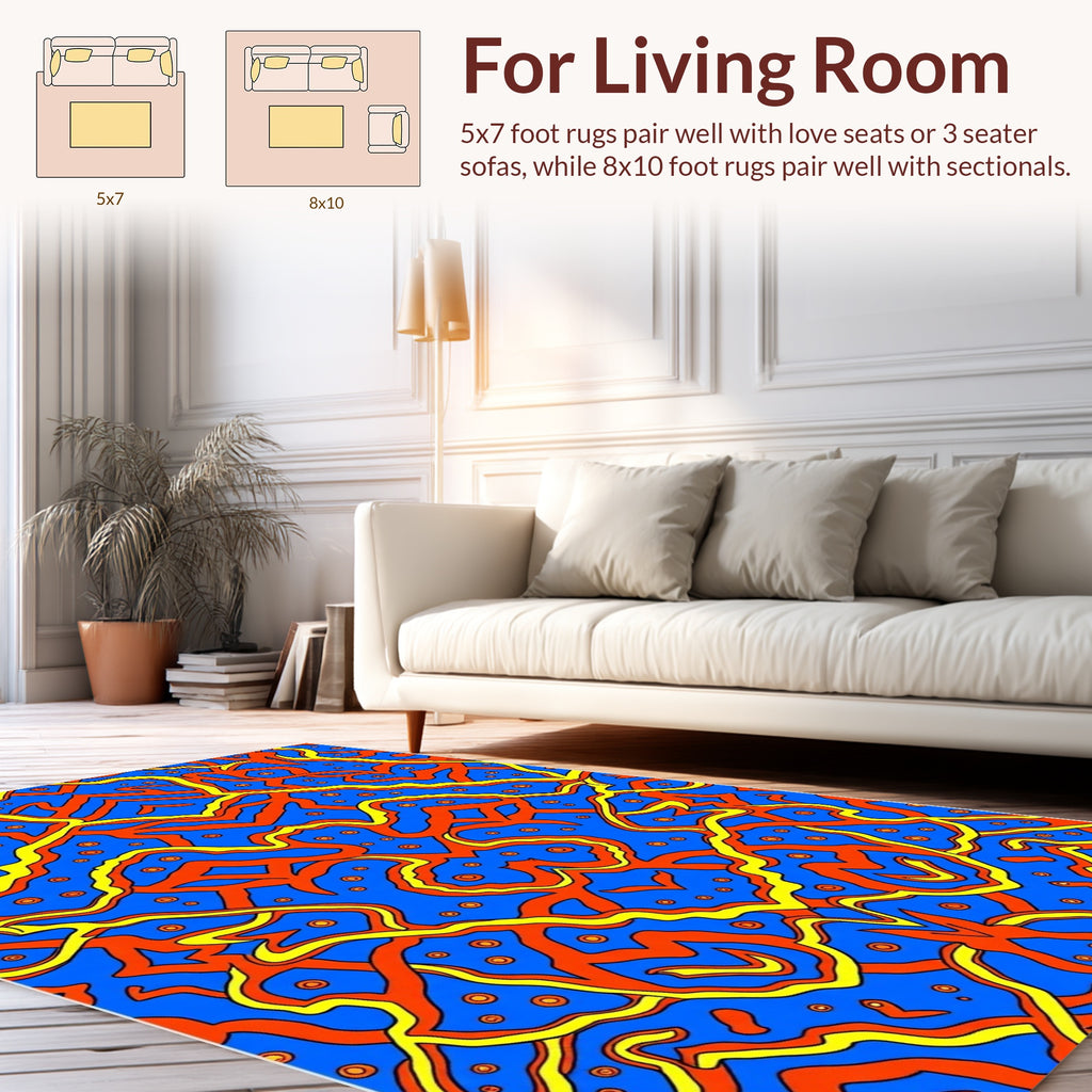 Bold Wavy Organic Pattern Design Rug