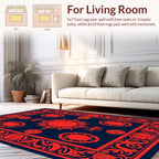 Intricate Red And Blue Floral Pattern Rug