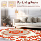 Red Floral Sunburst Mandala Design Rug