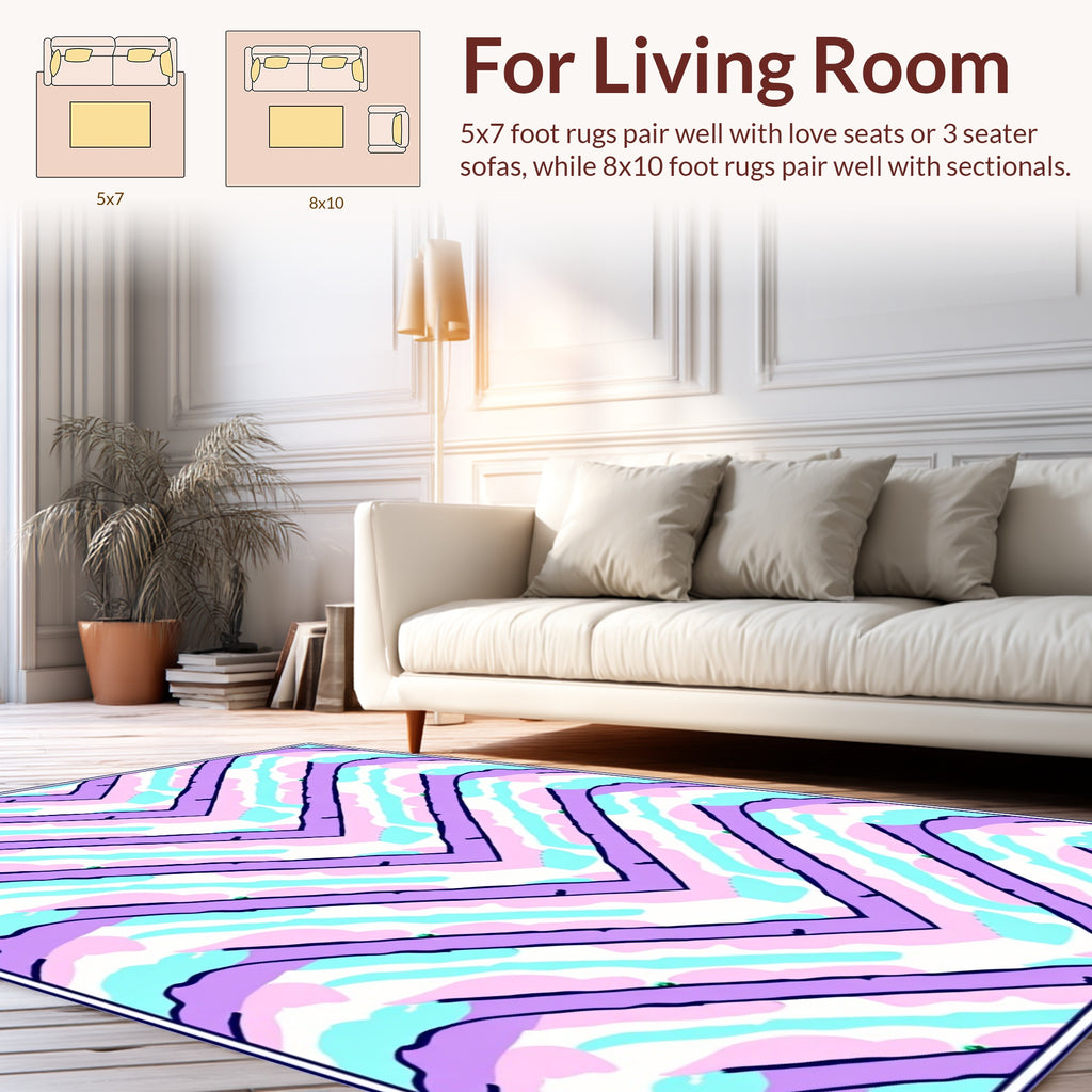 Chevron Pastel Swirl Design Rug