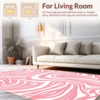 Swirl Pattern Pink White Abstract Rug