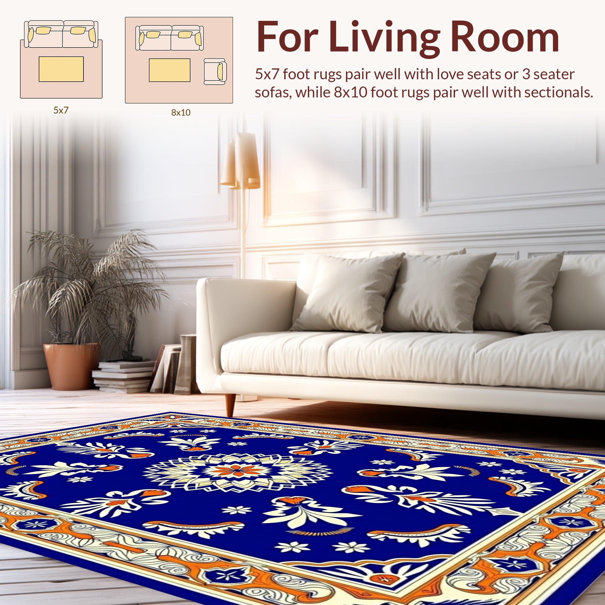 Bold Floral Medallion With Geometric Border Rug