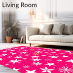 Whimsical Starburst Pattern On Pink Rug