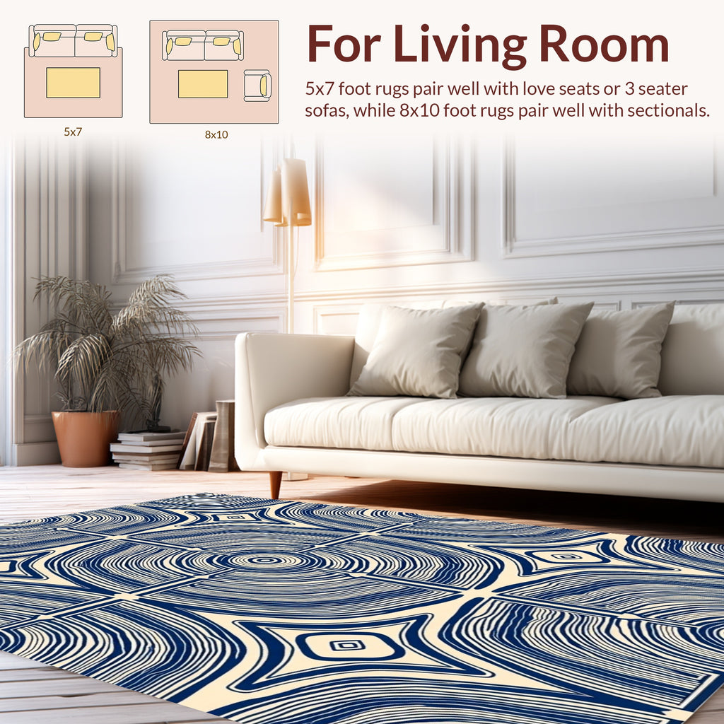 Contoured Labyrinth Nested Diamond Pattern Rug