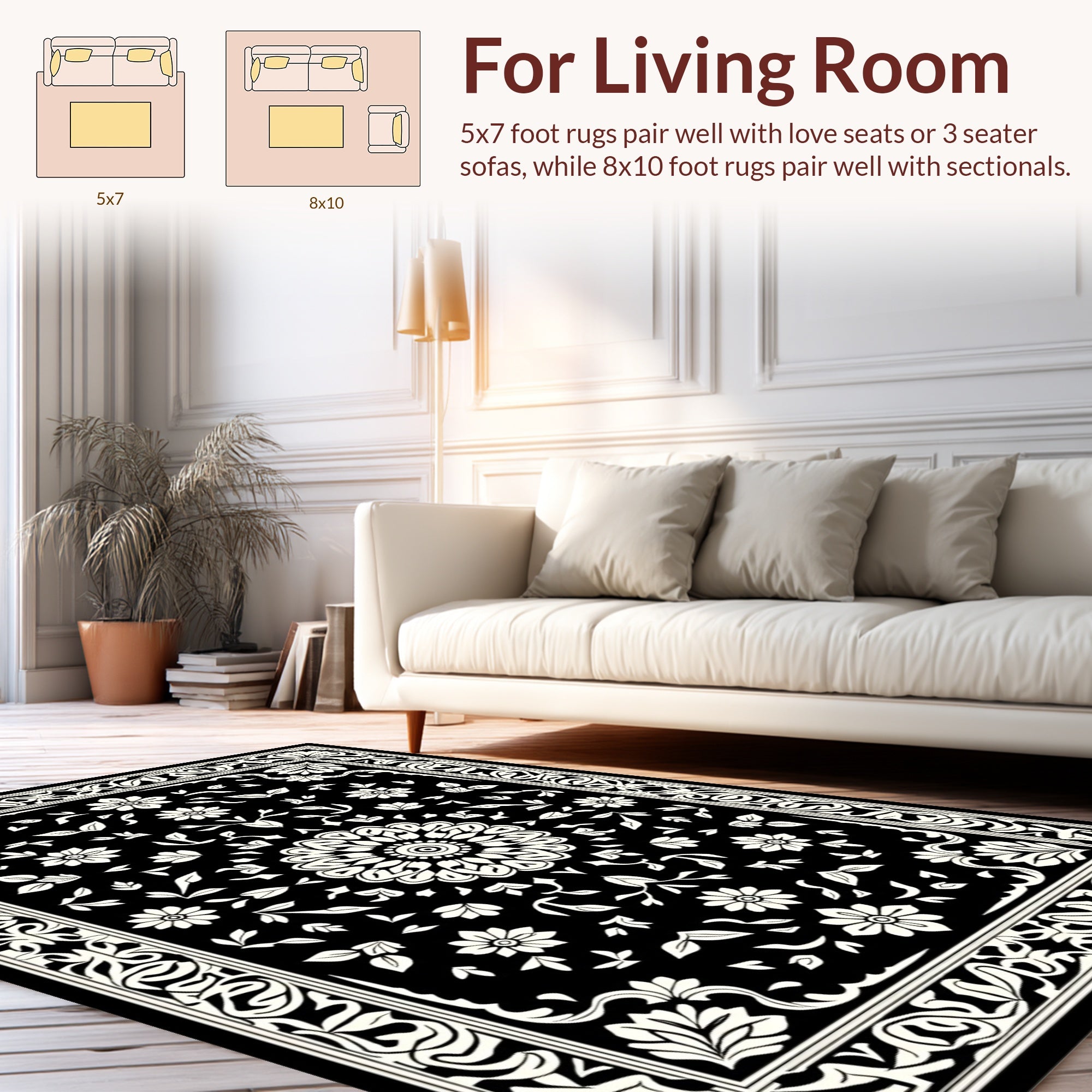Classic Floral Border and Medallion Rug