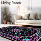 Ornate Pink Teal Floral Mandala Rug