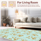 Elegant Gold Floral Vertical Stripe Design Rug