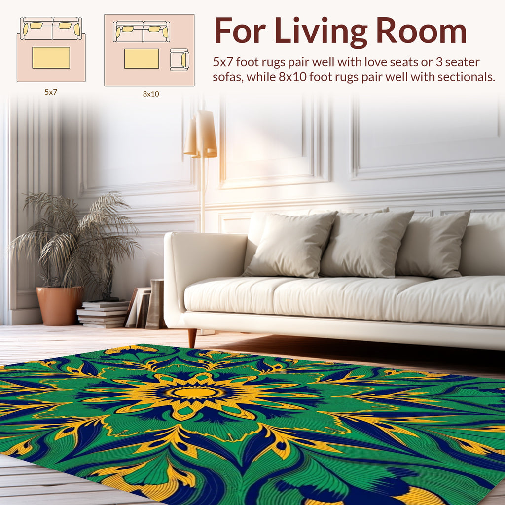 Radiant Geometric Floral Starburst Rug