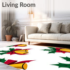 Golden Bells Red Bow Holly Rug