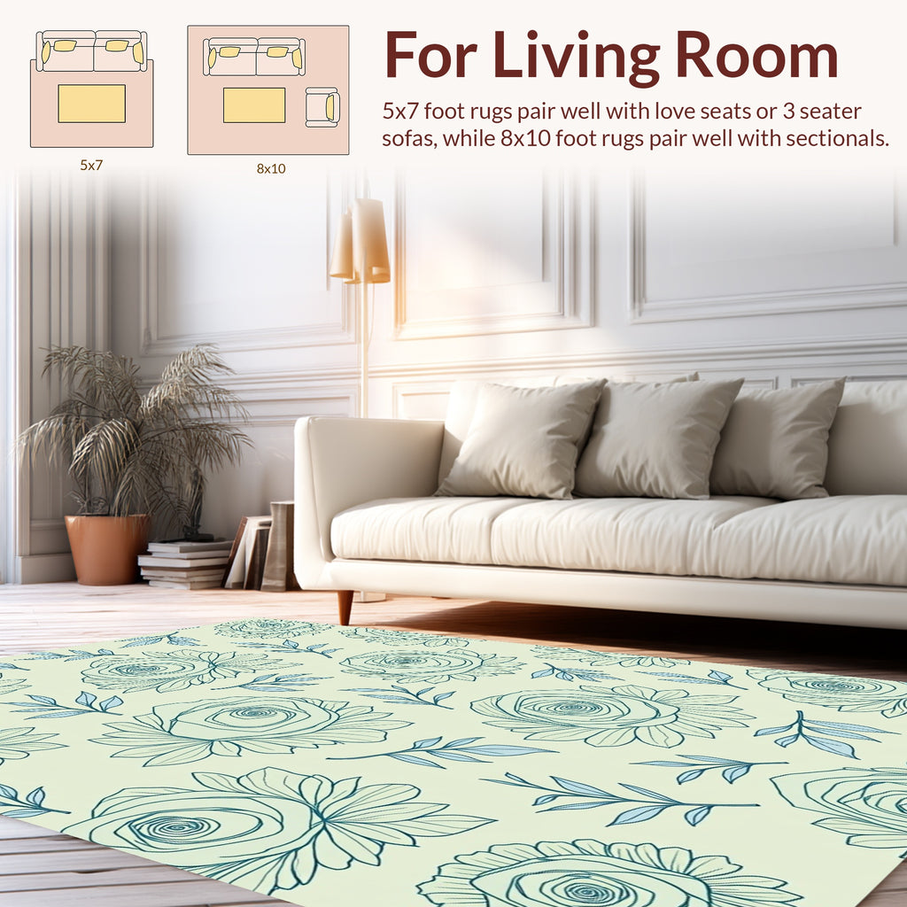 Outline Floral Leaf Pattern Rug