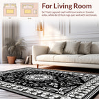Intricate Floral Mandala Black White Design Rug