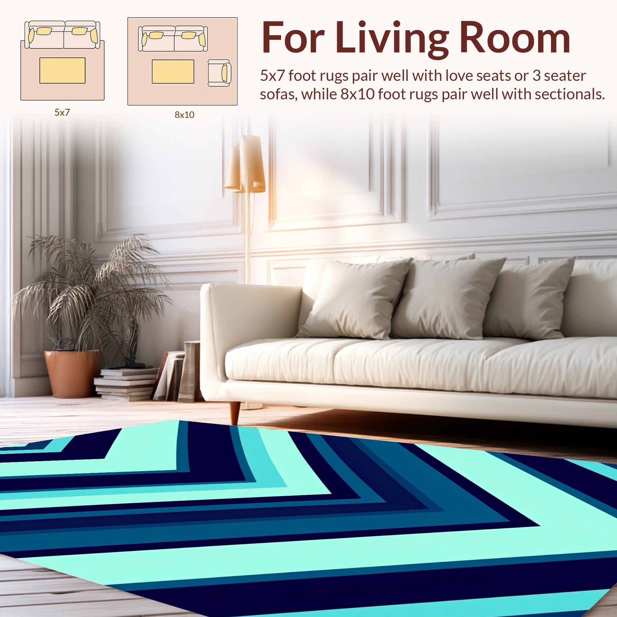 Chevron Pattern Blue Aqua Rug