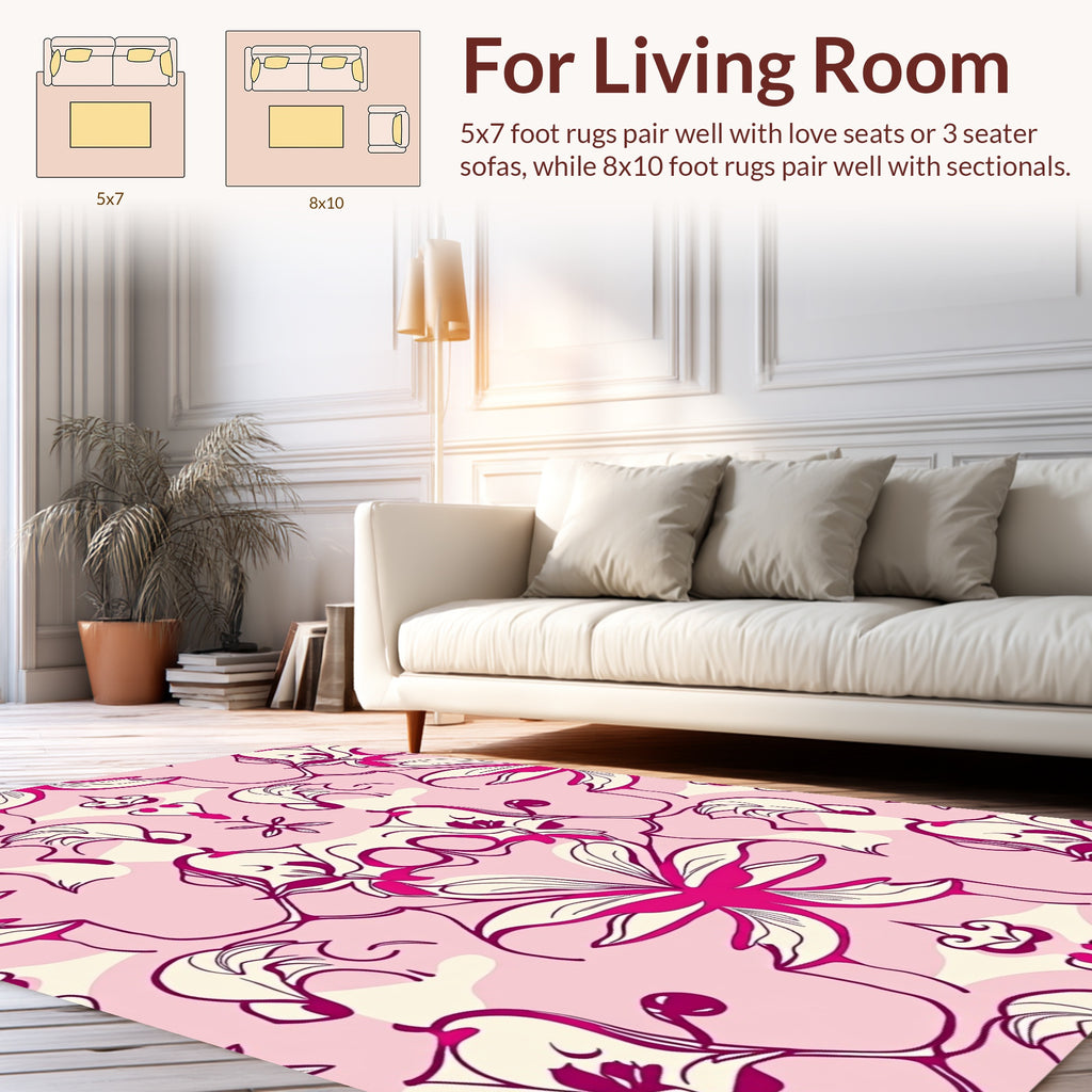 Fuchsia Floral Swirls Pattern Rug
