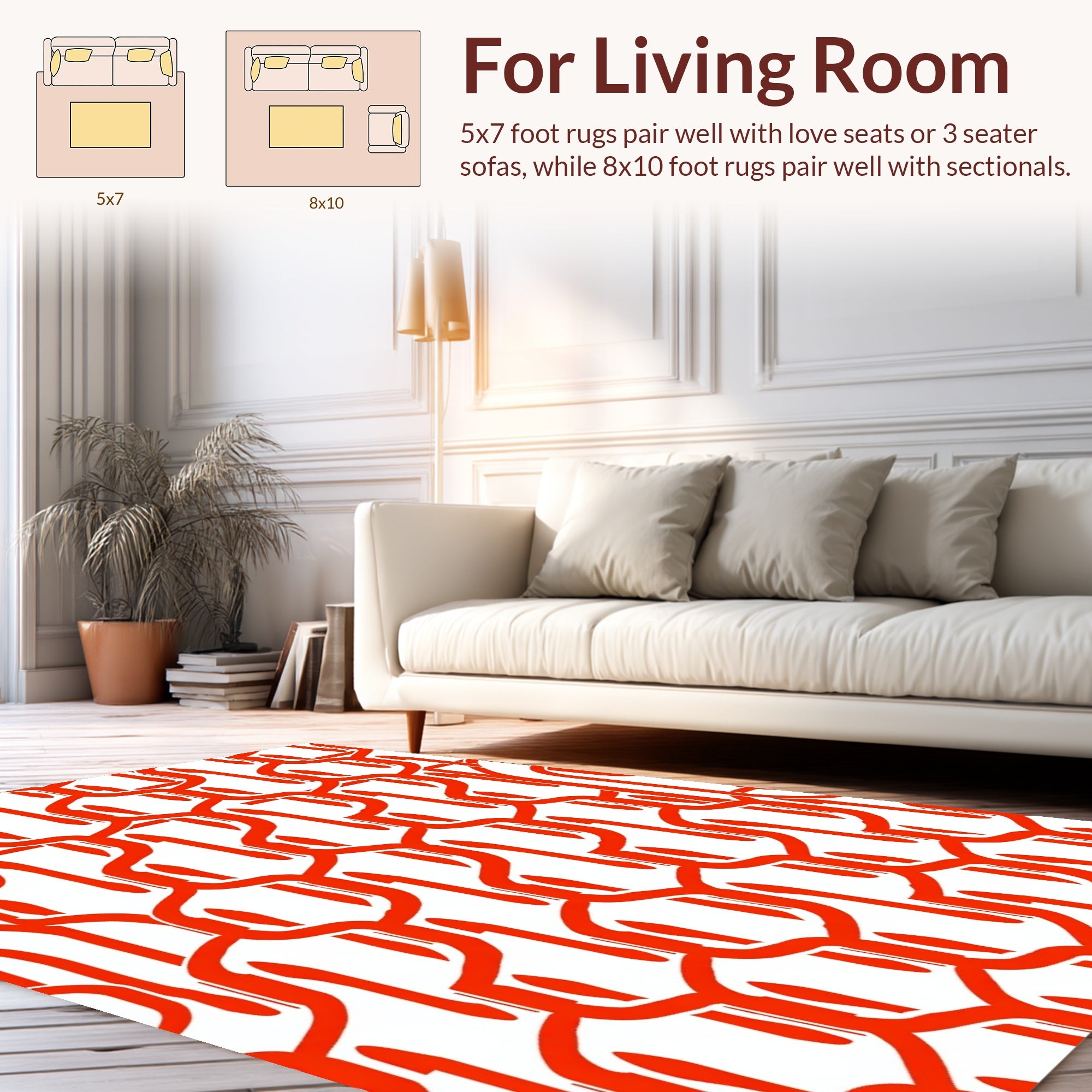 Ornamental Red And White Pattern Rug