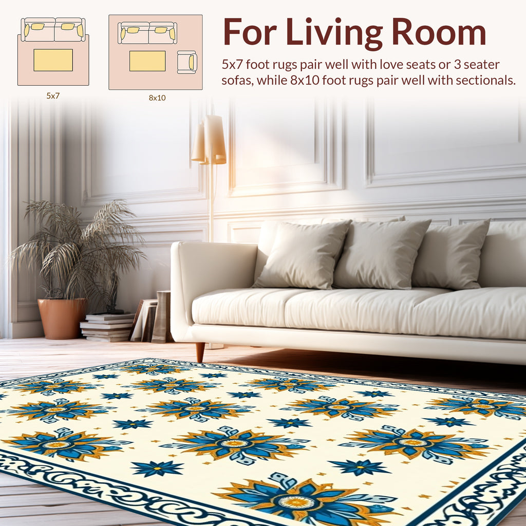 Floral Mid-Century Modern Pattern Rug