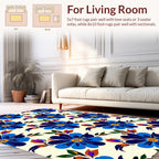 Bold Blue Floral Pattern Design Rug