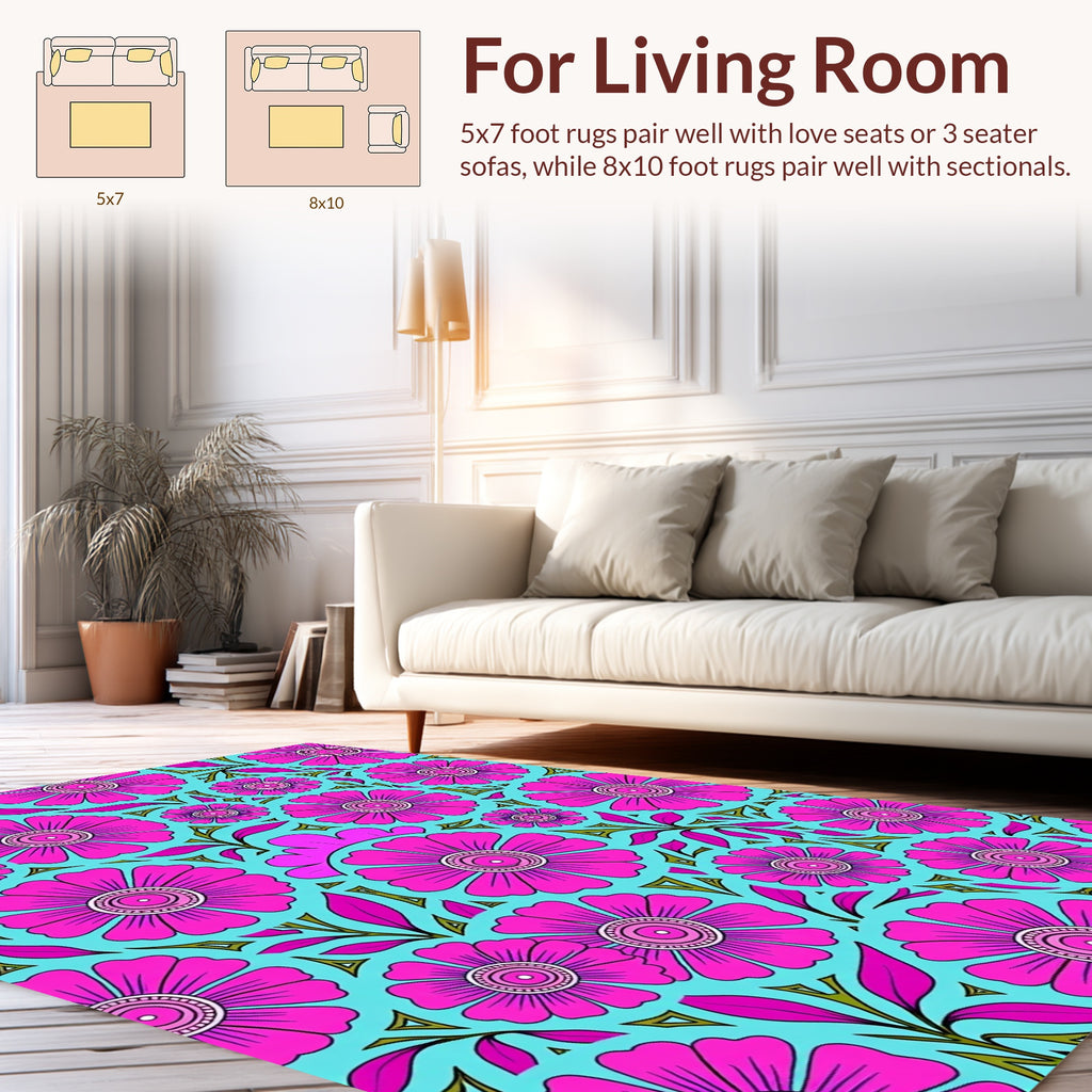 Bold Pink Floral Pattern Rug