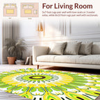 Radiant Green Yellow Sunburst Medallion Rug