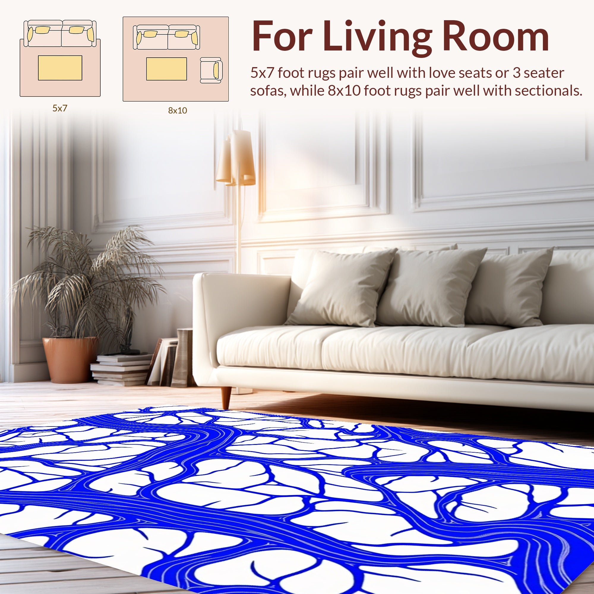 Abstract Blue Vein Pattern Rug