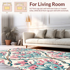Art Nouveau Floral Pink Teal Design Rug