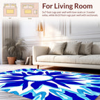 Bold Blue White Floral Mandala Design Rug