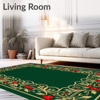 Emerald Green Crimson Floral Vine Rug