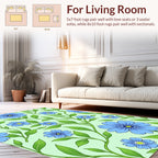 Delicate Blue Floral Vine Pattern Rug