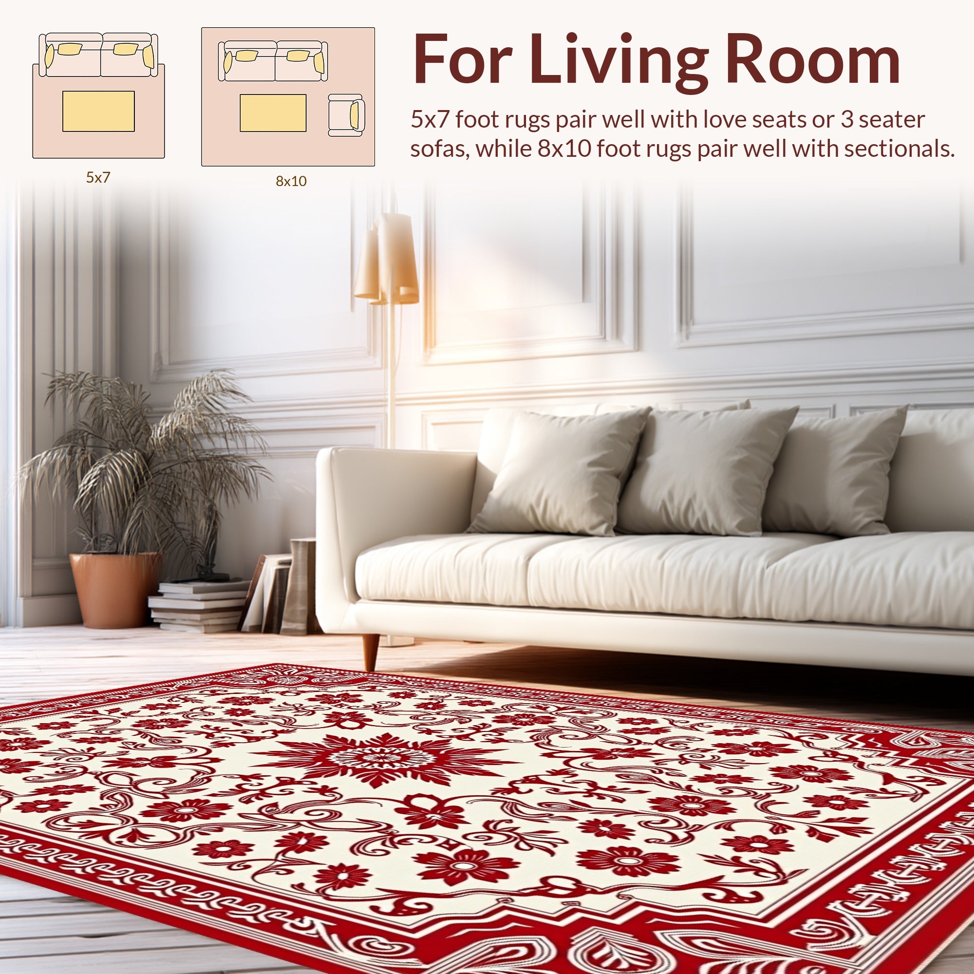 Red Floral Medallion Intricate Border Rug