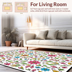 Vibrant Floral Vines Leaves Pattern Rug