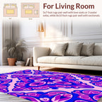 Pink Blue Floral Swirl Pattern Rug