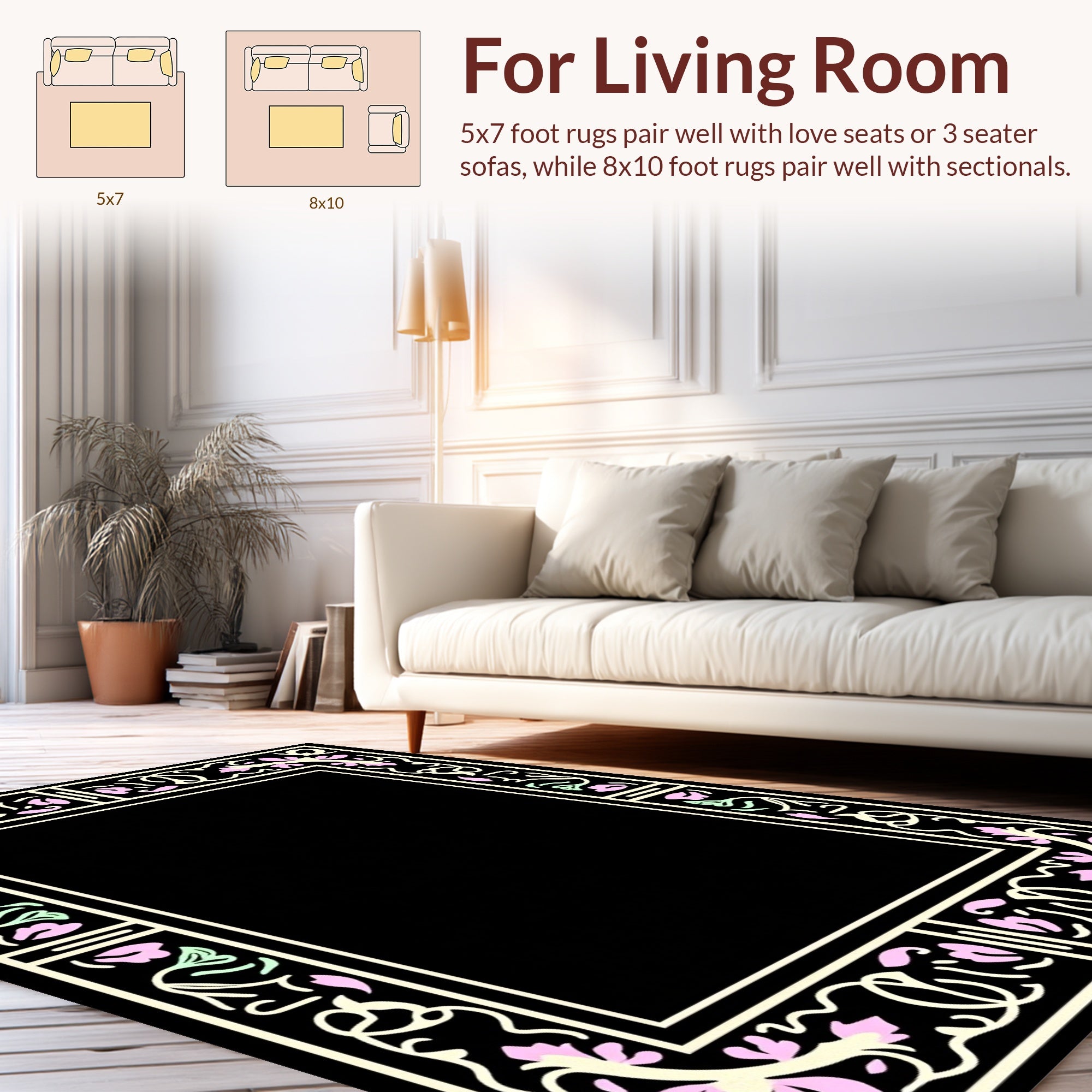 Floral Vine Border Design Rug