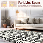 Intricate Black White Striped Pattern Rug