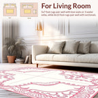 Pink Ornate Floral Border Design Rug