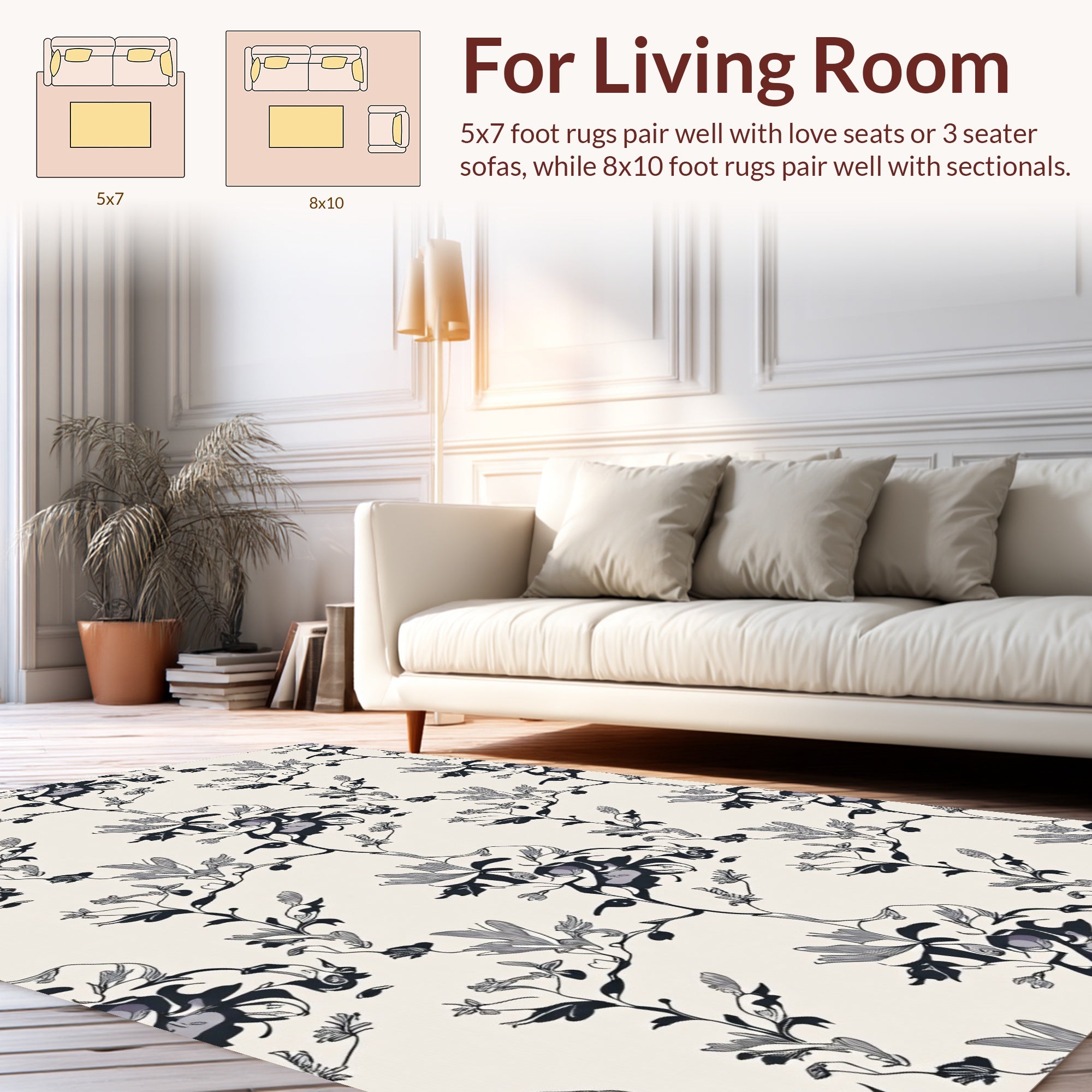 Chic Floral Vine Pattern Rug