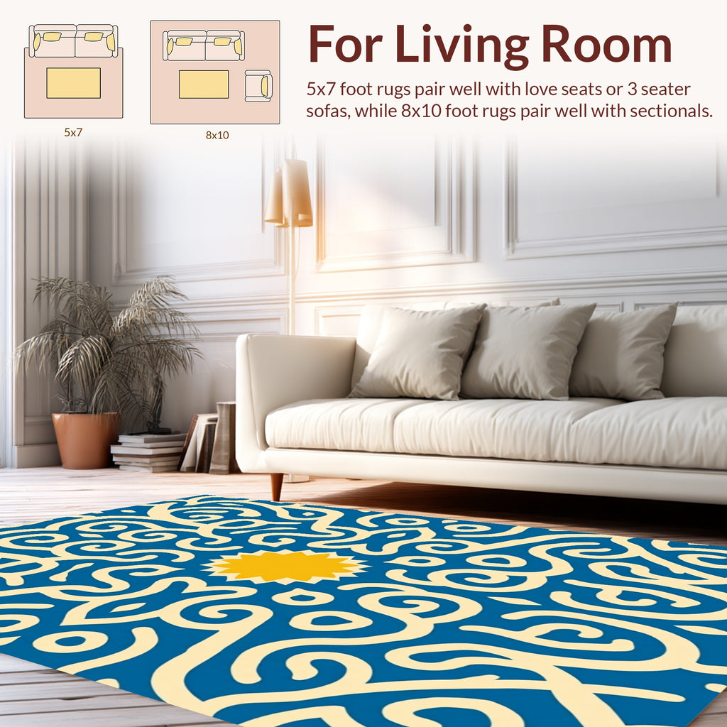 Radiant Sun Swirl Pattern Rug