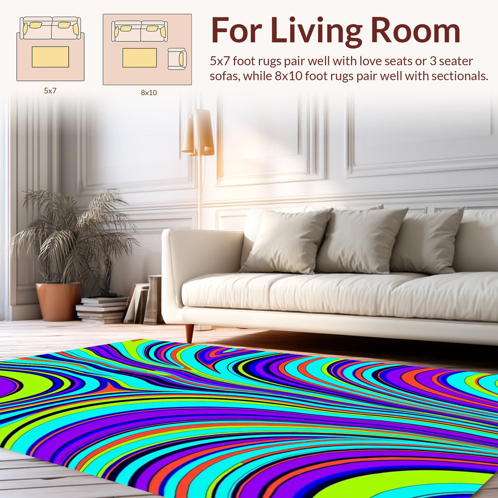 Psychedelic Swirl Neon Vibrant Design Rug