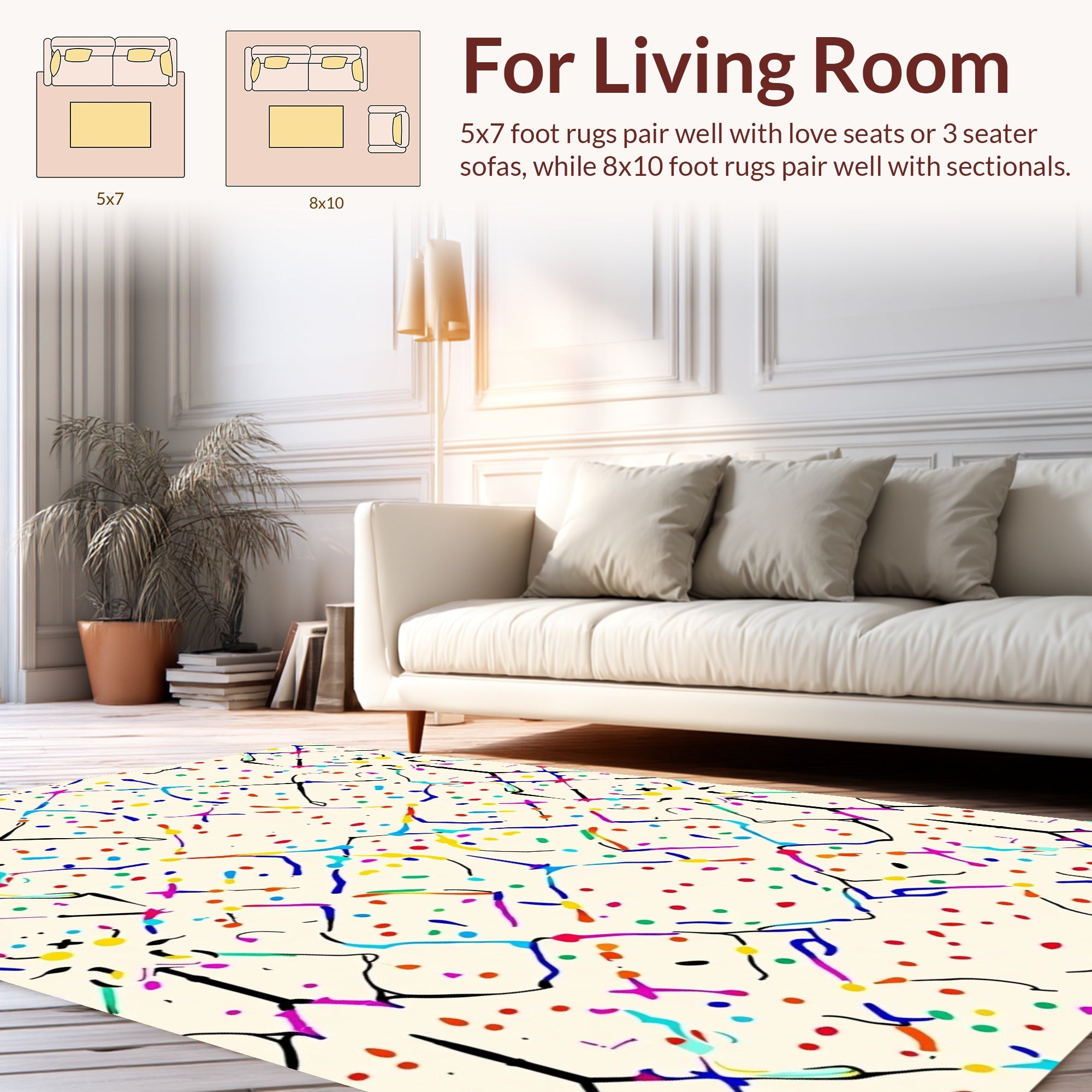 Abstract Colorful Confetti Pattern Rug