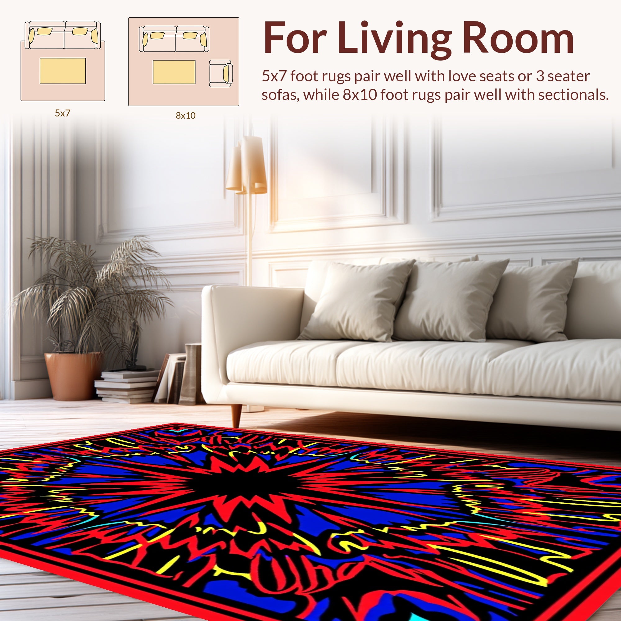 Bold Abstract Sunburst Pattern Rug