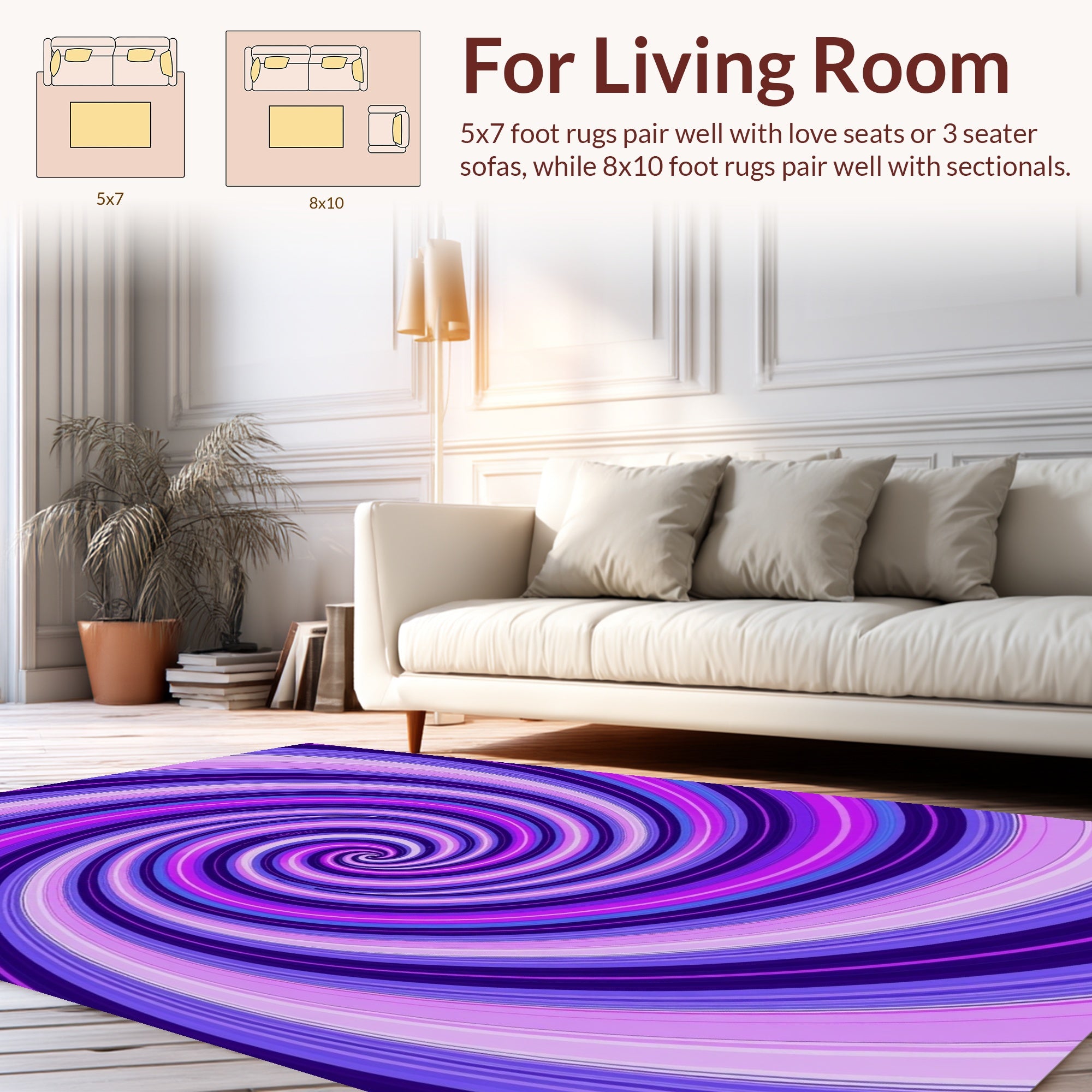 Vibrant Purple Swirl Pattern Rug