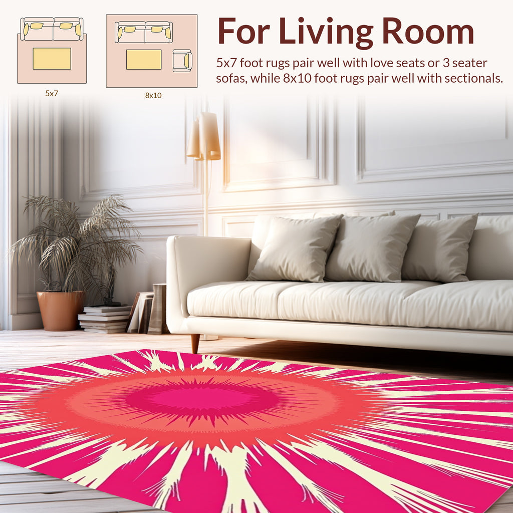 Explosive Sunburst Floral Pattern Rug