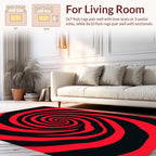 Red Black Swirl Abstract Pattern Rug