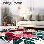Crimson Rose Blossom Garland Rug