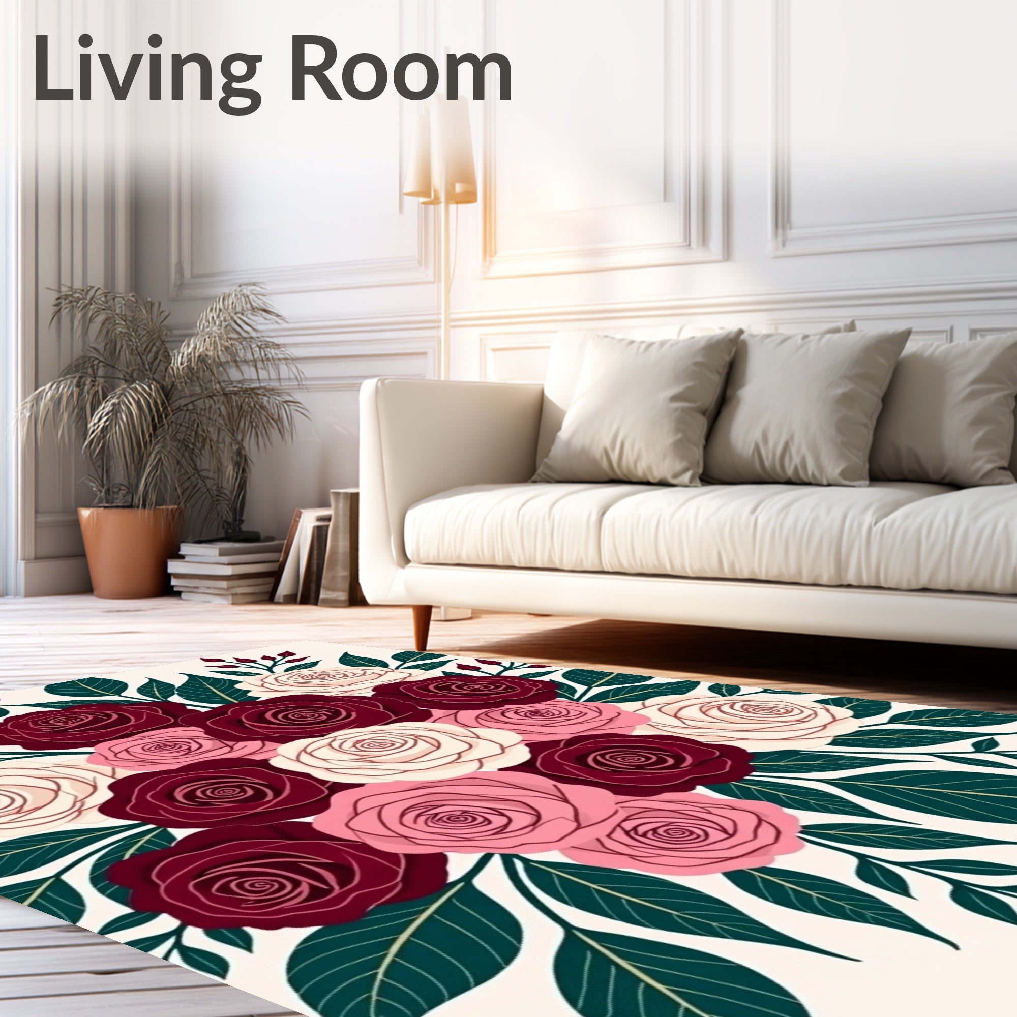 Crimson Rose Blossom Garland Rug