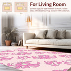 Abstract Pink Floral Pattern Rug