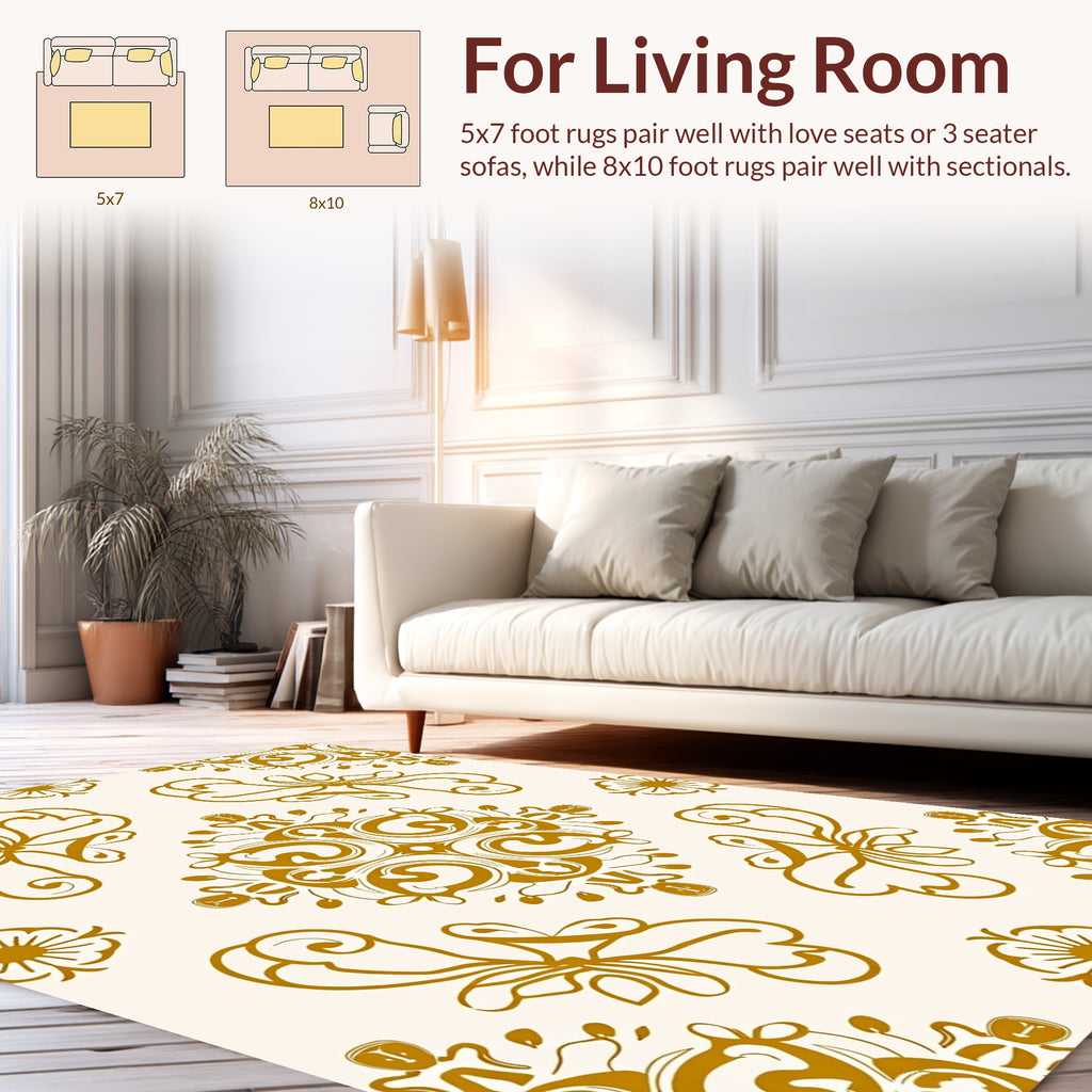 Gold Vintage Floral Medallion Pattern Rug