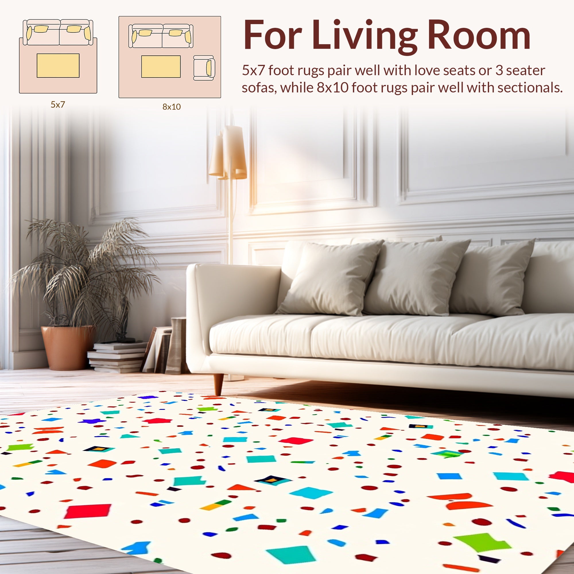 Colorful Confetti Shape Pattern Rug