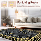 Swirling Abstract Yellow Grey Design Rug